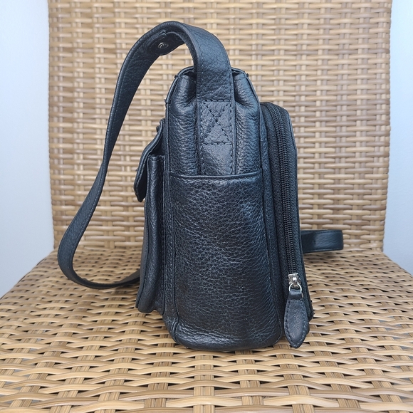 Fossil Black Leather Crossbody Shoulder Purse Bag Adjustable Strap - Picture 5 of 16